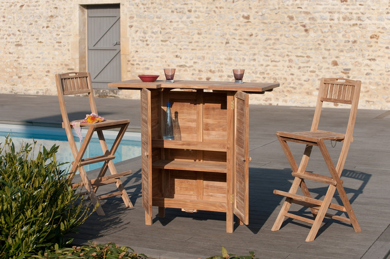 Fun - Tabouret Bar De Jardin - Teck - Marron