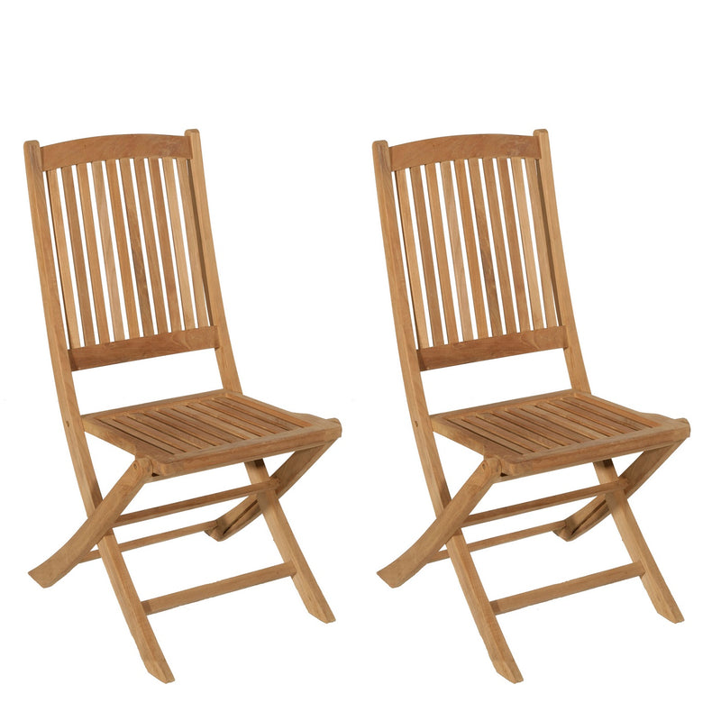 Fun - Lot De 2 Chaises Jardin - Teck - Marron
