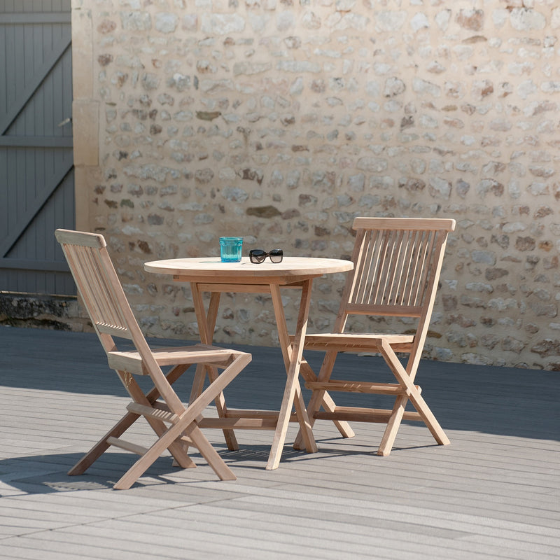 Fun - Lot De 2 Chaises Jardin - Teck - Marron