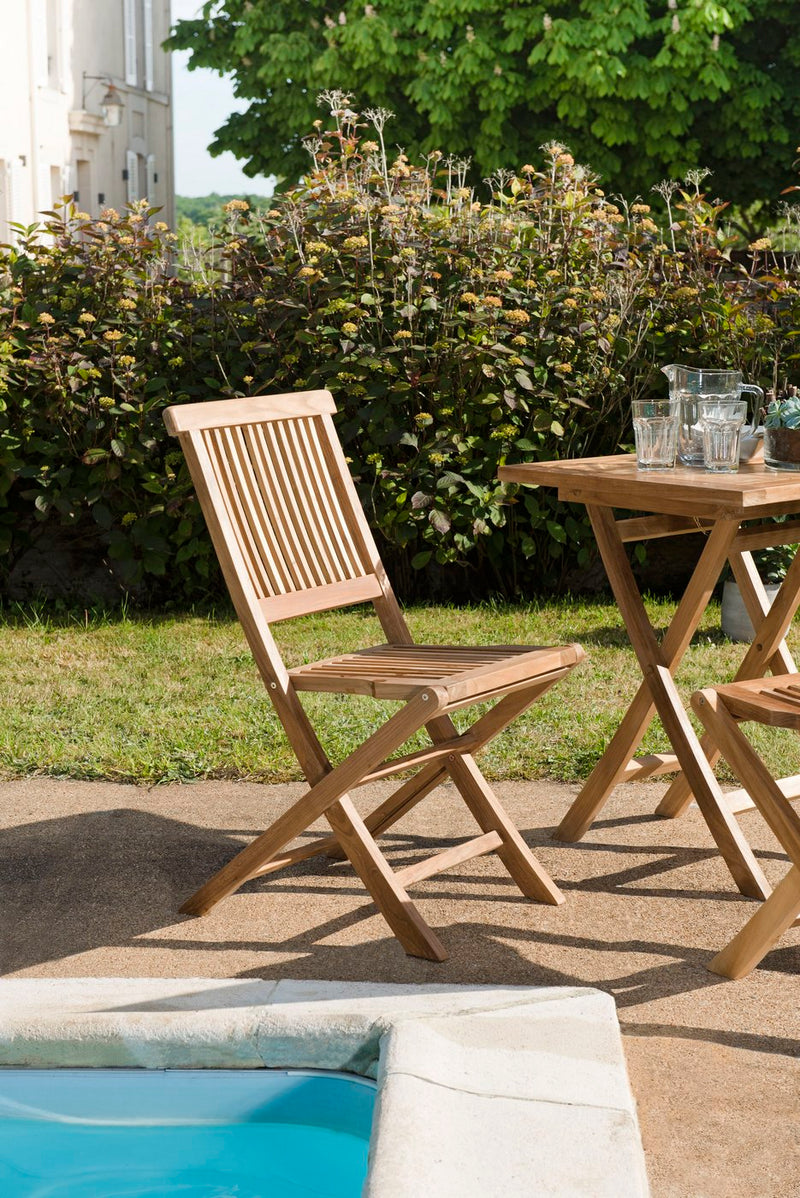 Fun - Lot De 2 Chaises Jardin - Teck - Marron