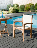 Fun - Lot De 2 Fauteuils Jardin - Teck / Textilène - Marron/Blanc