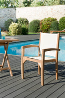 Fun - Lot De 2 Fauteuils Jardin - Teck / Textilène - Marron/Blanc