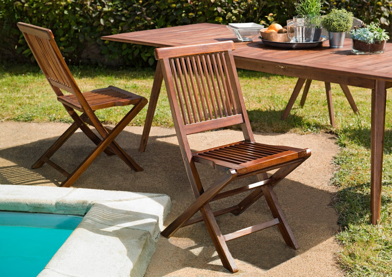 Maeva - Lot De 2 Chaises Jardin - Teck - Marron