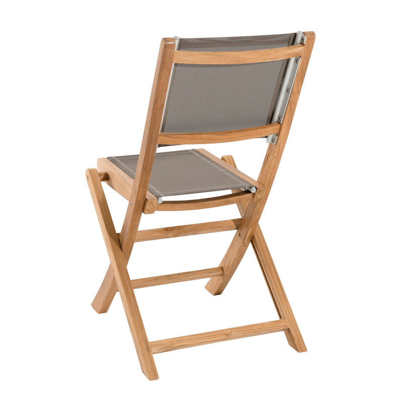 Fun - Lot De 2 Chaises Jardin - Teck - Taupe/Marron