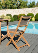 Fun - Lot De 2 Chaises Jardin - Teck - Taupe/Marron