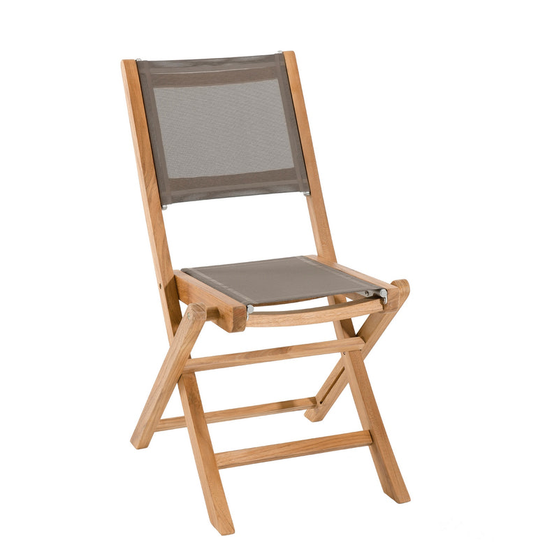Fun - Lot De 2 Chaises Jardin - Teck - Taupe/Marron