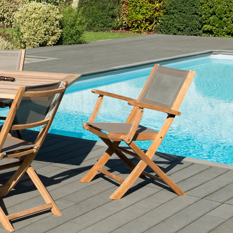 Fun - Lot De 2 Fauteuils Jardin - Teck - Taupe/Marron