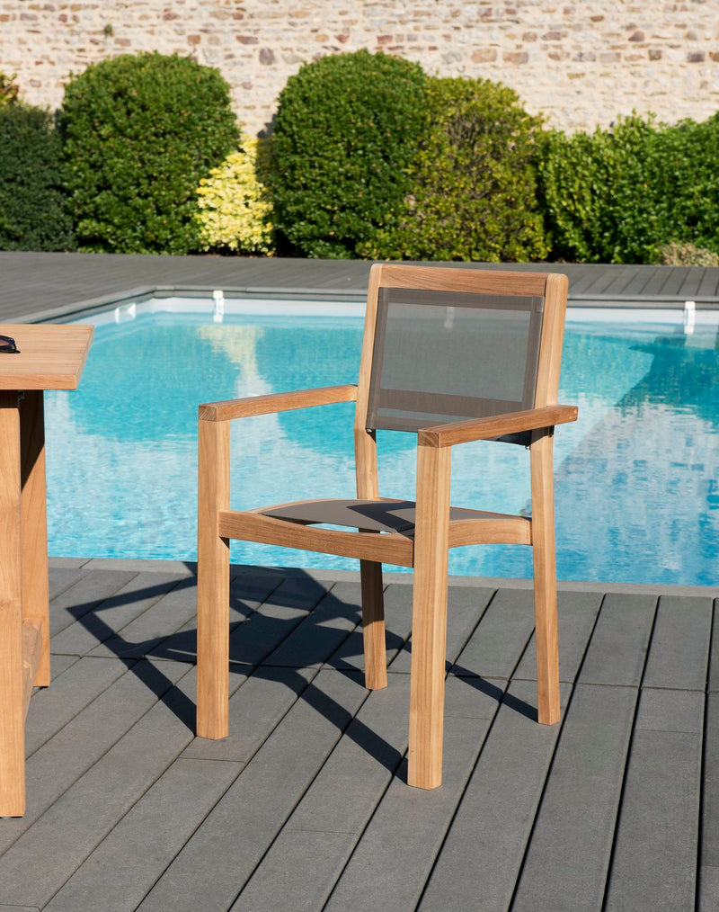 Fun - Lot De 2 Fauteuils Jardin - Teck - Taupe/Marron