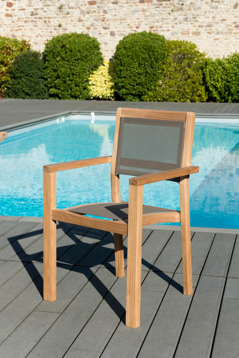 Fun - Lot De 2 Fauteuils Jardin - Teck - Taupe/Marron