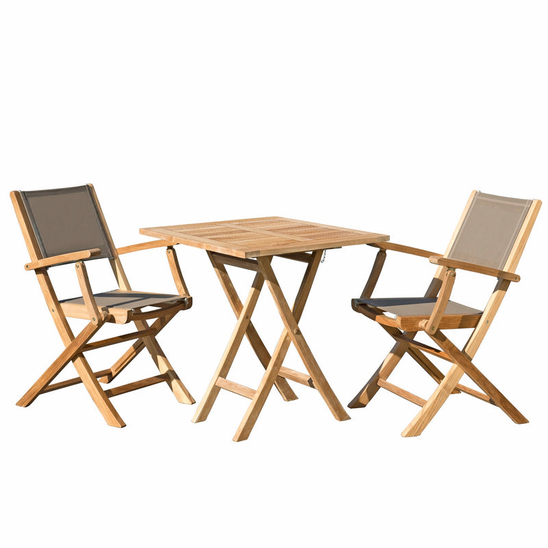 Fun - Salon De Jardin - Teck - Taupe/Marron