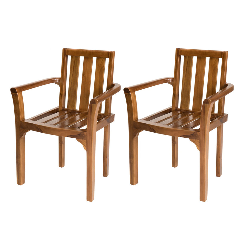 Maeva - Lot De 2 Fauteuils Jardin - Teck Huilé - Marron