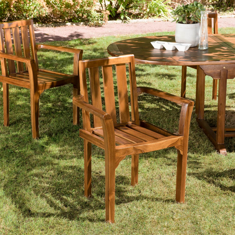 Maeva - Lot De 2 Fauteuils Jardin - Teck Huilé - Marron