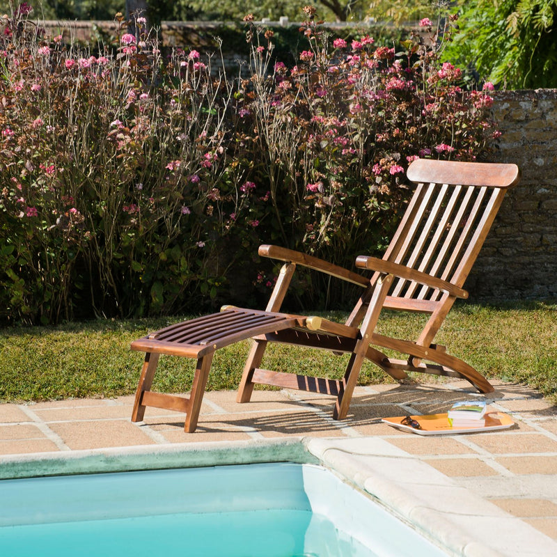 Maeva - Chaise Longue De Jardin - Teck Huilé - Marron