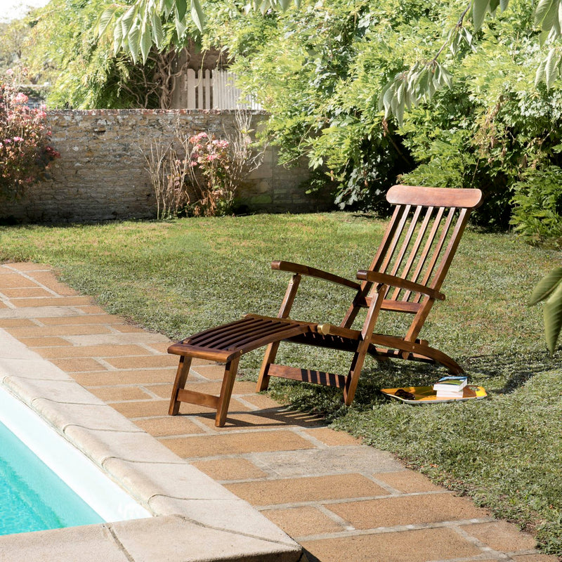 Maeva - Chaise Longue De Jardin - Teck Huilé - Marron