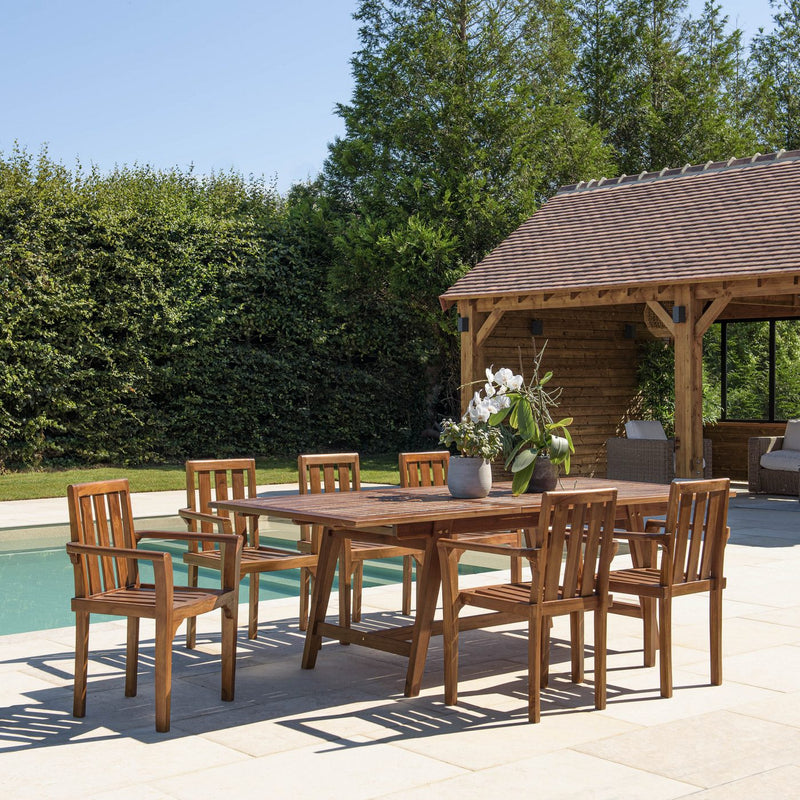 Maeva - Salon De Jardin - Teck Huilé - Marron