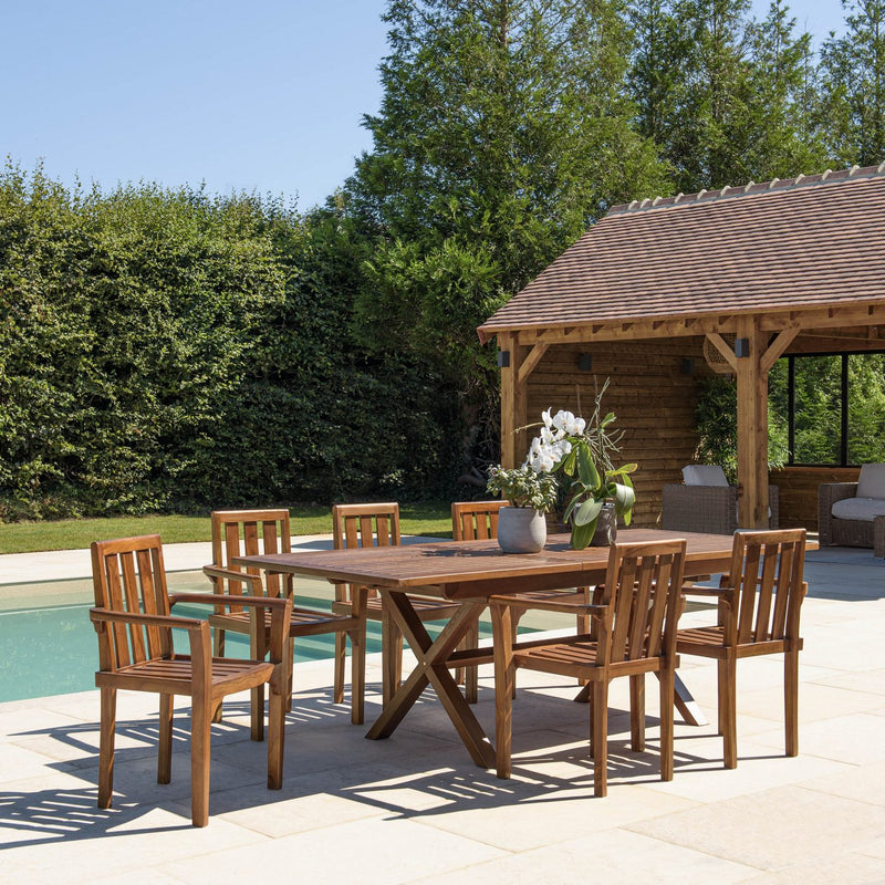 Maeva - Salon De Jardin - Teck Huilé - Marron