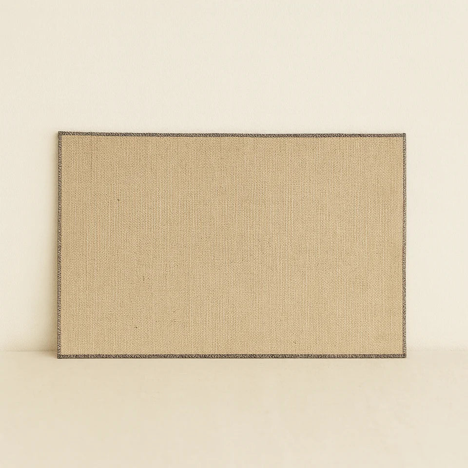Set of 6 Hem placemats – 45 × 30 cm – natural jute with grey edging