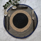 Lot De 6 Sets De Table - Luna - 38Cm - Jonc De Mer Naturel Et Bleu