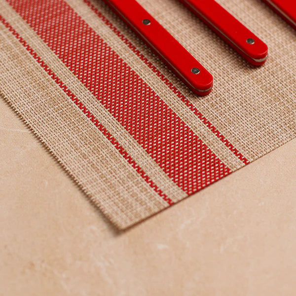 Set of 6 Placemats - 45 × 30 cm - Red and Beige