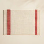Set of 6 Placemats - 45 × 30 cm - Red and Beige