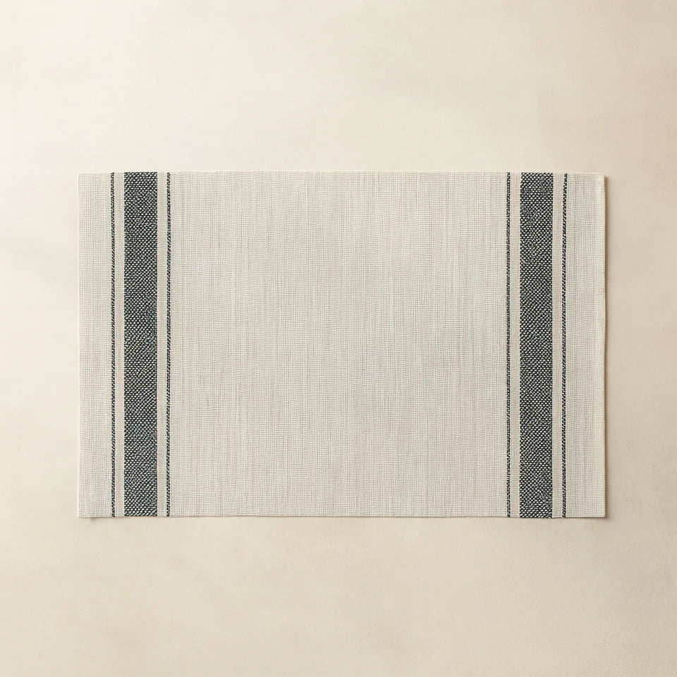 Set of 6 Placemats - 45 x 30 cm - Black and Beige