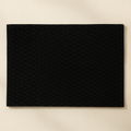 Set of 6 placemats - Ica - Woven leather effect - Black