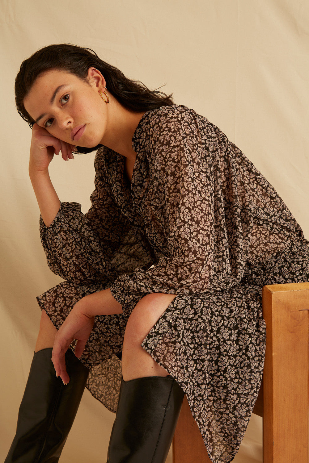 Chemise Bao - Imp Lilas Lurex Noir