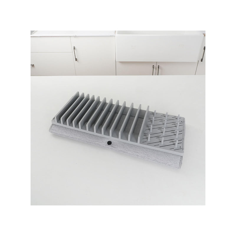 Égouttoir À Vaisselle Polypropylène & Tapis Polyester Gris