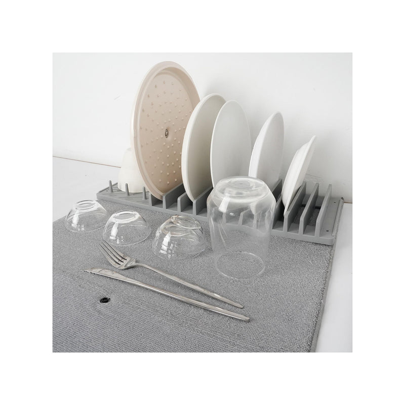 Égouttoir À Vaisselle Polypropylène & Tapis Polyester Gris