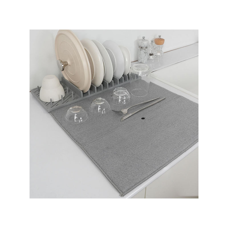 Égouttoir À Vaisselle Polypropylène & Tapis Polyester Gris