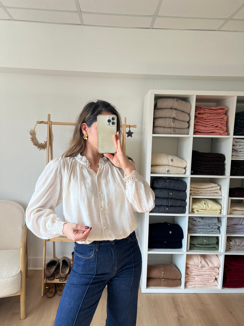 Blouse Écrue Brodée Maïwenn