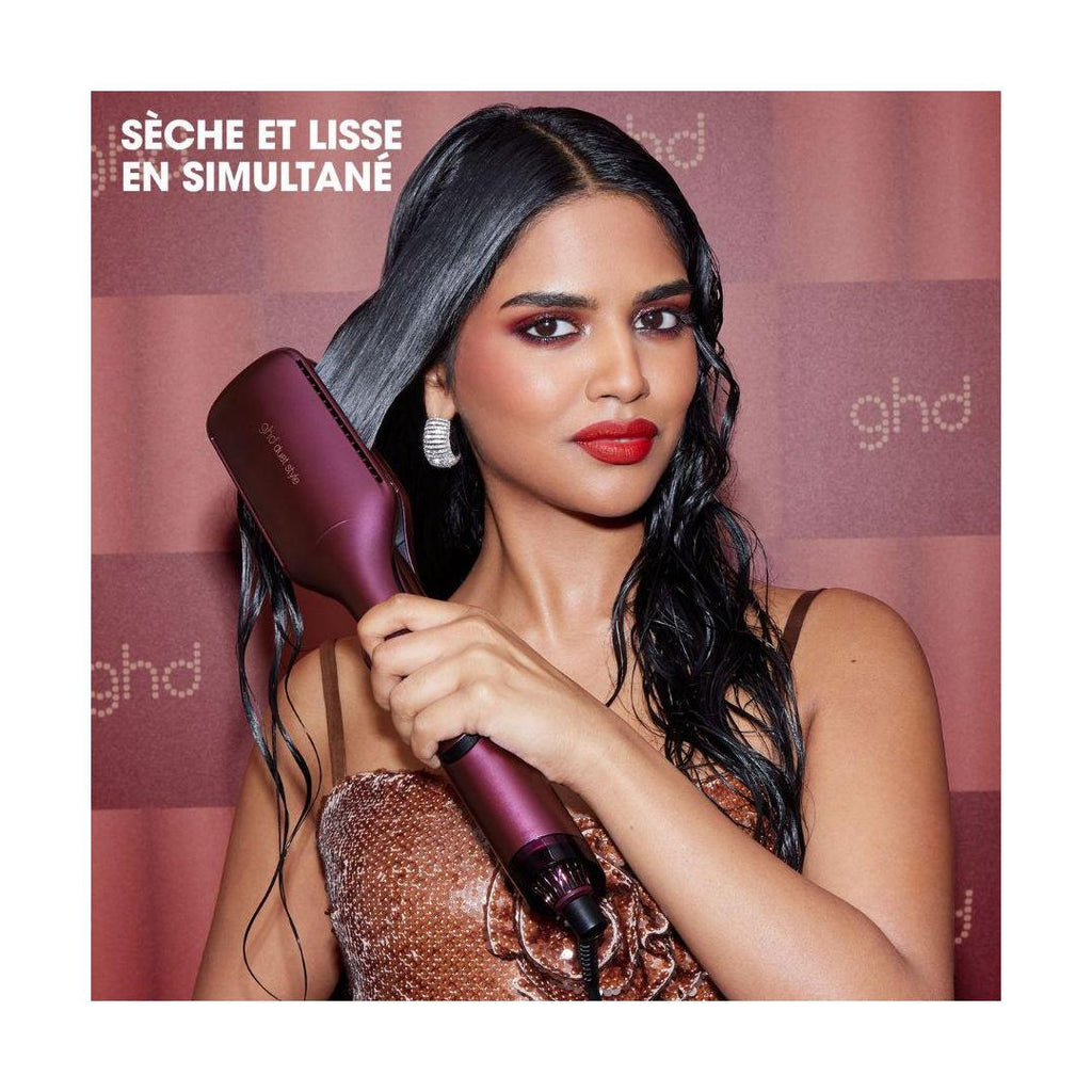 Ghd Duet Style Bordeaux 2-In-1 Drying Straightener Set, Smoothing Oil and Matching Vanity Case