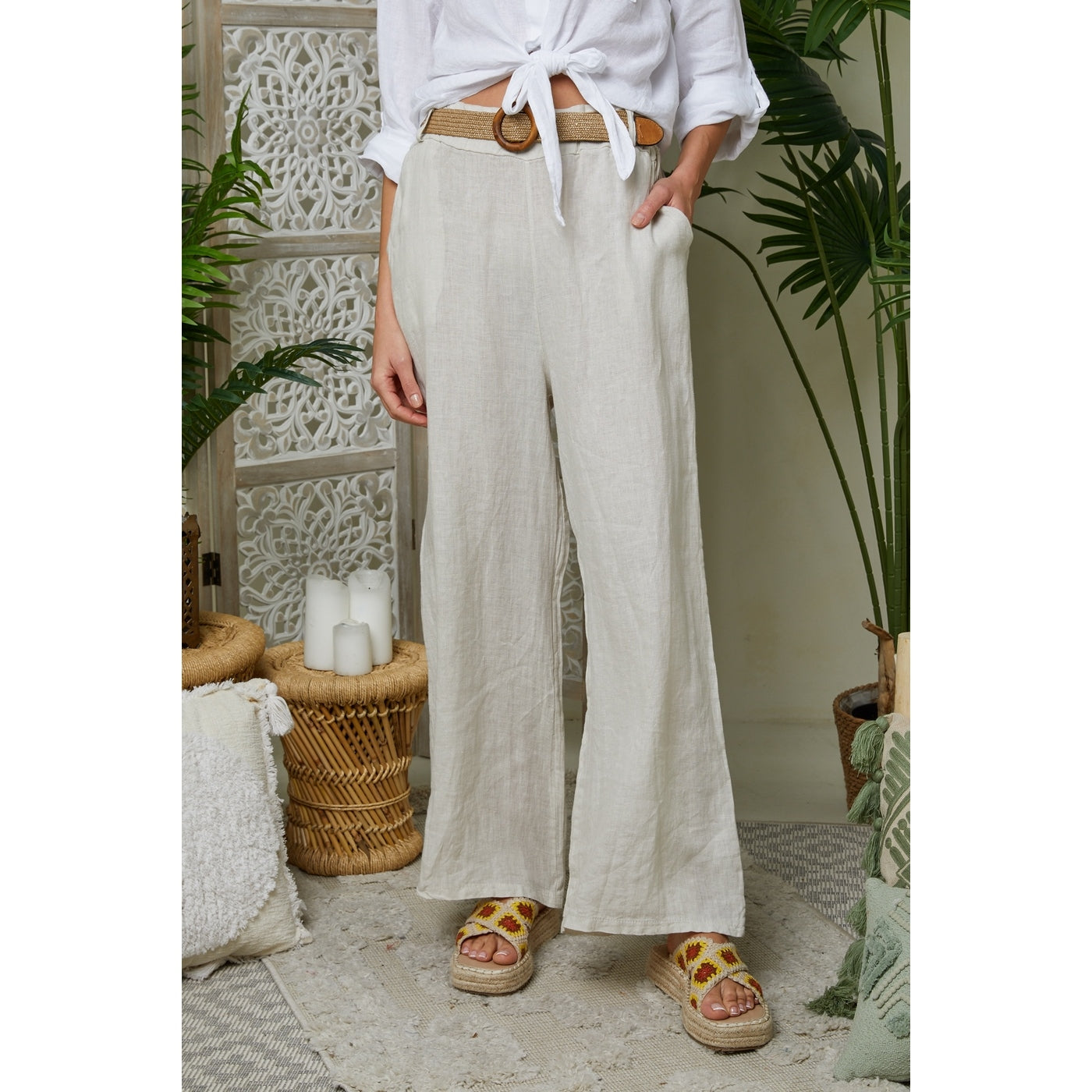 Trousers - Beige - Women