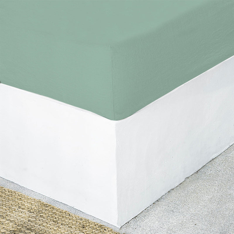 Fitted Sheet - Washed Linen - Pistachio Green - Hortense
