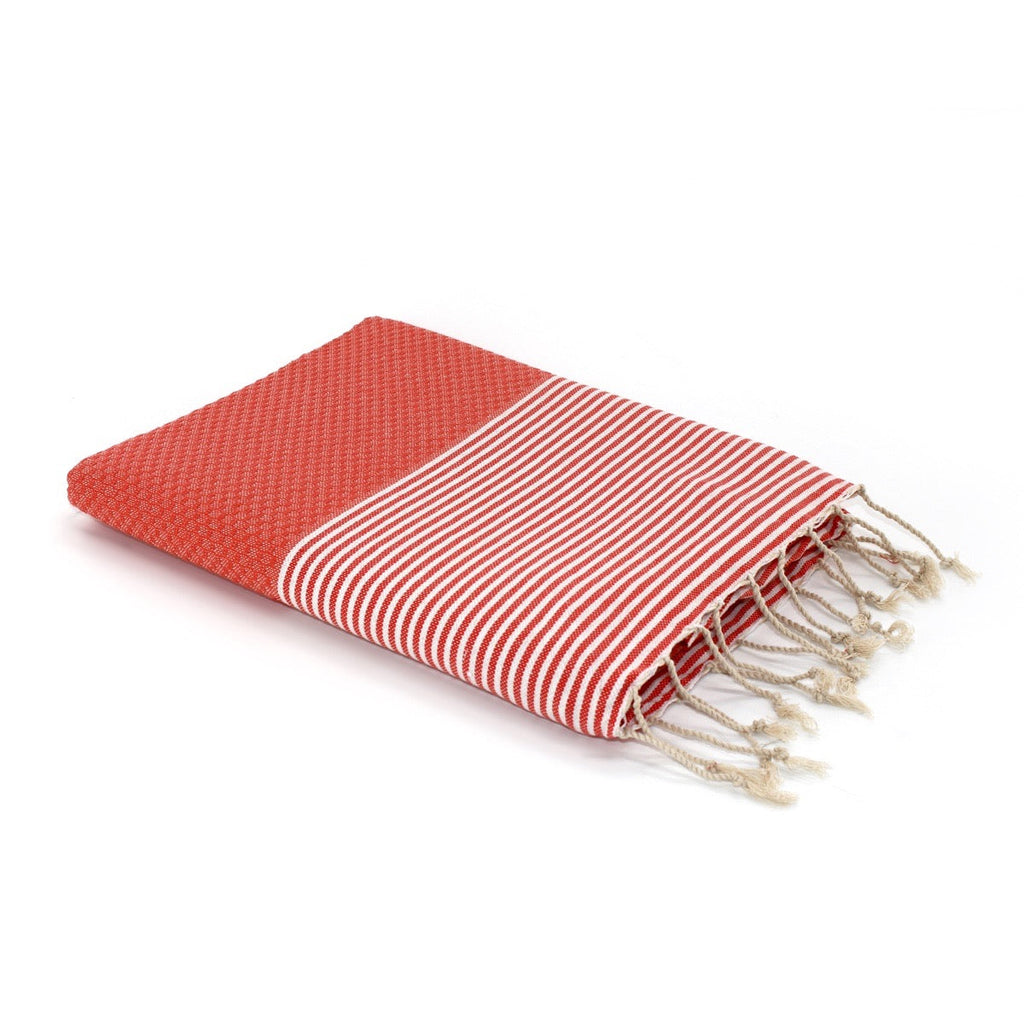 Honeycomb cotton fouta 100x200 IBIZA coral orange