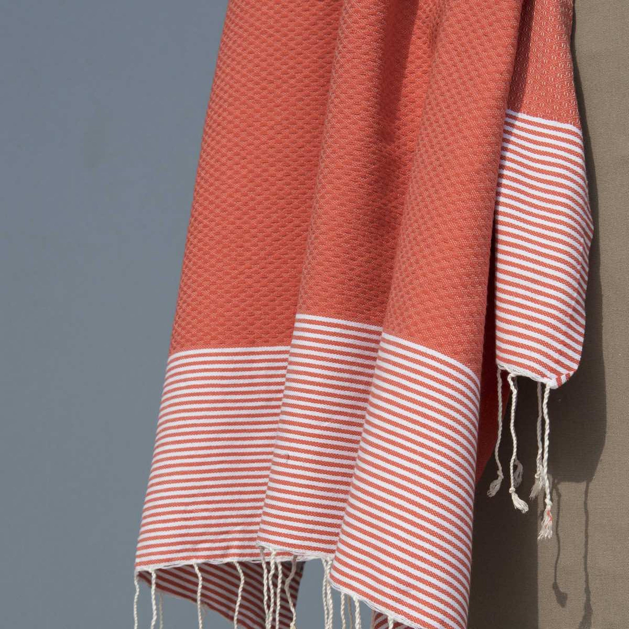 Honeycomb cotton fouta 100x200 IBIZA coral orange