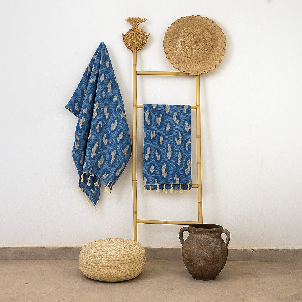 Jacquard Fouta - Cotton - Blue - Leopard