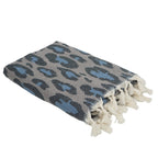 Jacquard Fouta - Cotton - Taupe / Blue - Leopard