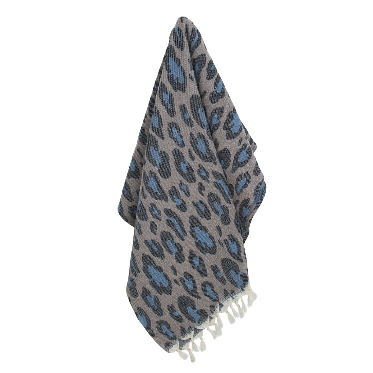 Jacquard Fouta - Cotton - Taupe / Blue - Leopard