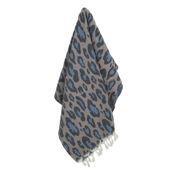 Jacquard Fouta - Cotton - Taupe / Blue - Leopard