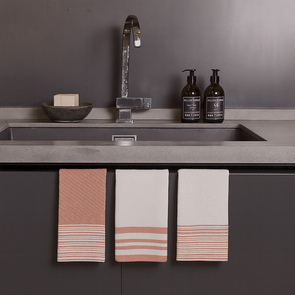 Tea towel (X3) Mahdia - Clay Pink - Cotton
