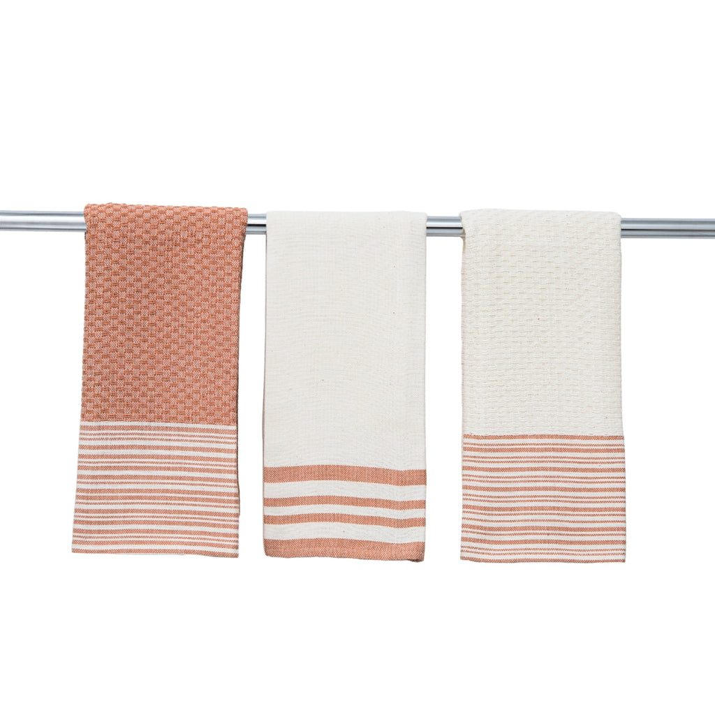 Tea towel (X3) Mahdia - Clay Pink - Cotton