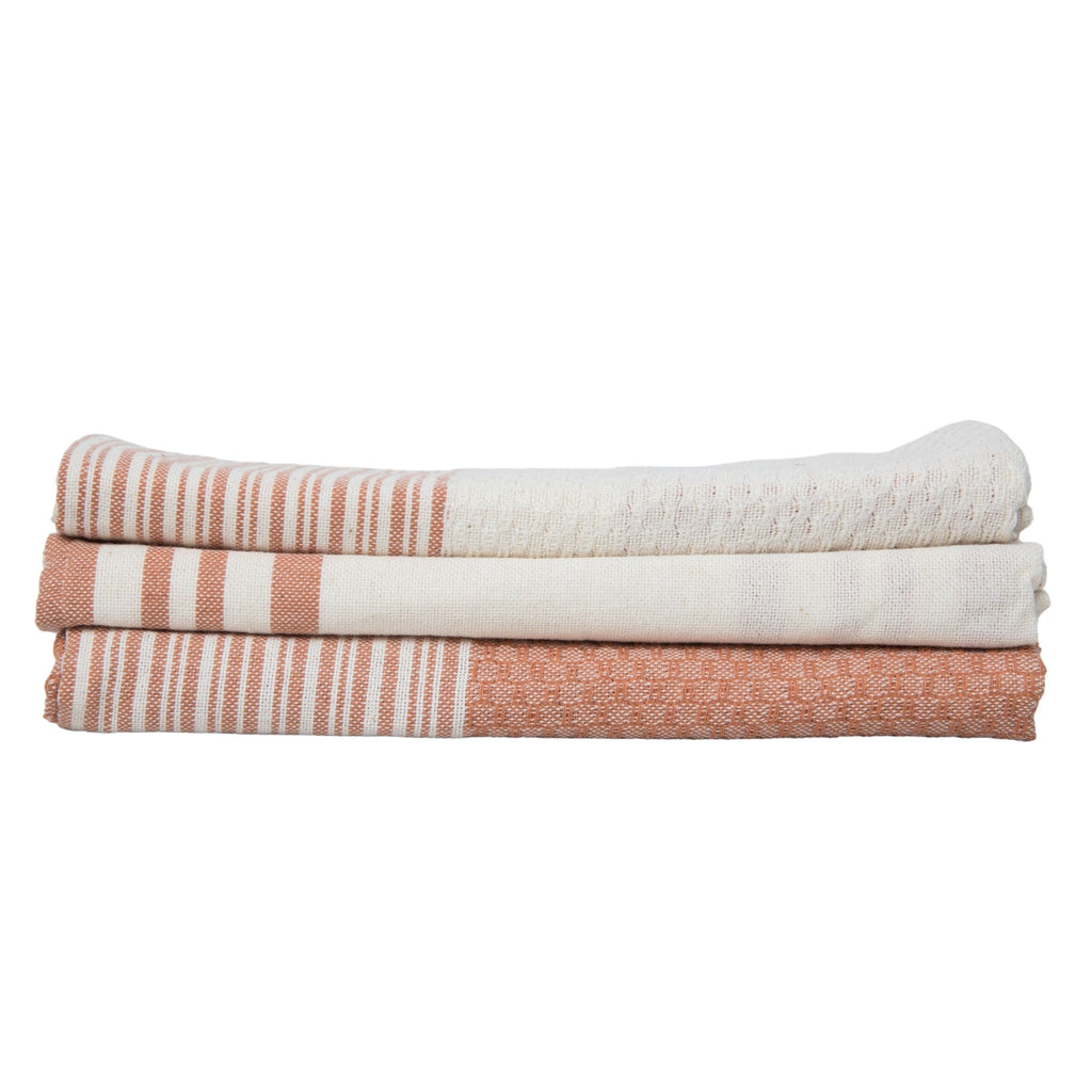 Tea towel (X3) Mahdia - Clay Pink - Cotton