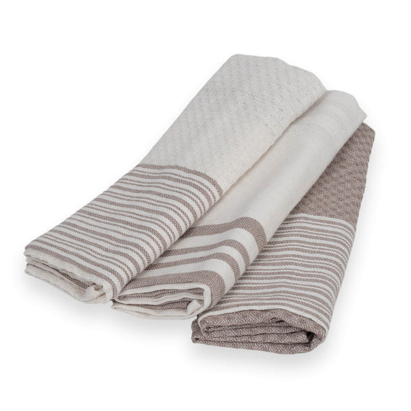 Juego de 3 paños de cocina de algodón 45X70 - Mahdia - Taupe