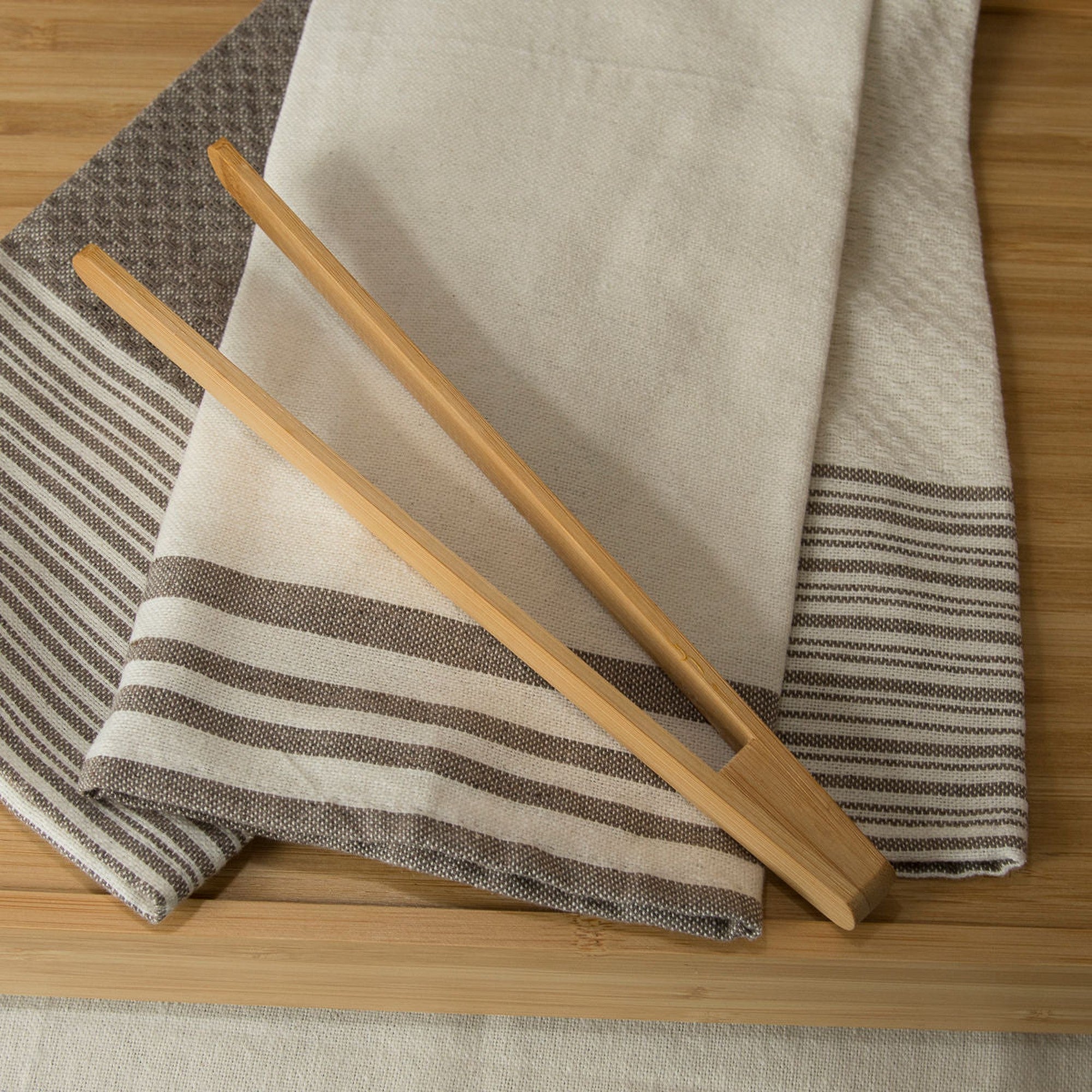 Set of 3 Cotton Tea Towels 45x70 - Mahdia - Taupe