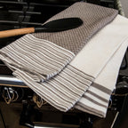 Set of 3 Cotton Tea Towels 45x70 - Mahdia - Taupe
