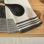 Set of 3 Cotton Tea Towels 45x70 - Mahdia - Black