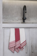 Set of 3 Cotton Tea Towels 45x70 - Mahdia - Red