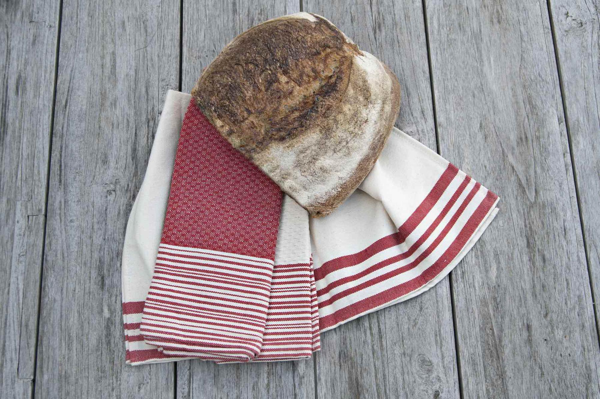 Set of 3 Cotton Tea Towels 45x70 - Mahdia - Red