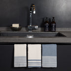 Set of 3 Cotton Tea Towels 45x70cm - Mahdia - Denim Blue